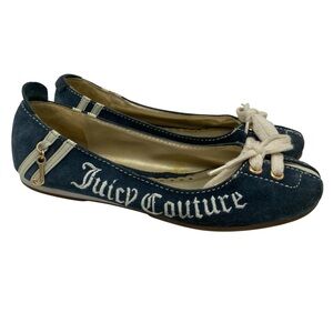 Juicy Couture Mara Y2K Embroidered Suede Ballet Flats